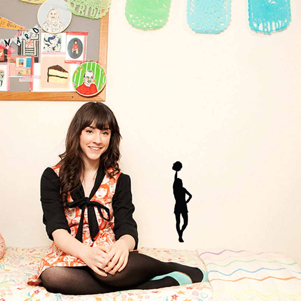 24 inch Cheerleader Silhouette Wall Decal Installed in Teen Girls Dorm Room