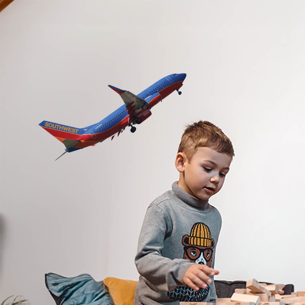 10x24 inch Southwest 737 Landing Decal Installed in Playroom
