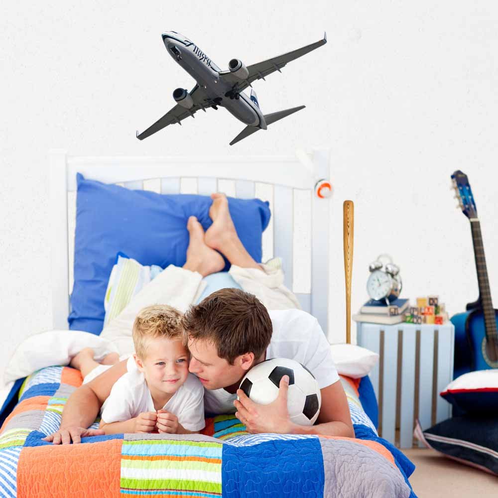 14.5x24 inch Alaska Air 737 Flyover Decal Installed in Boys Room