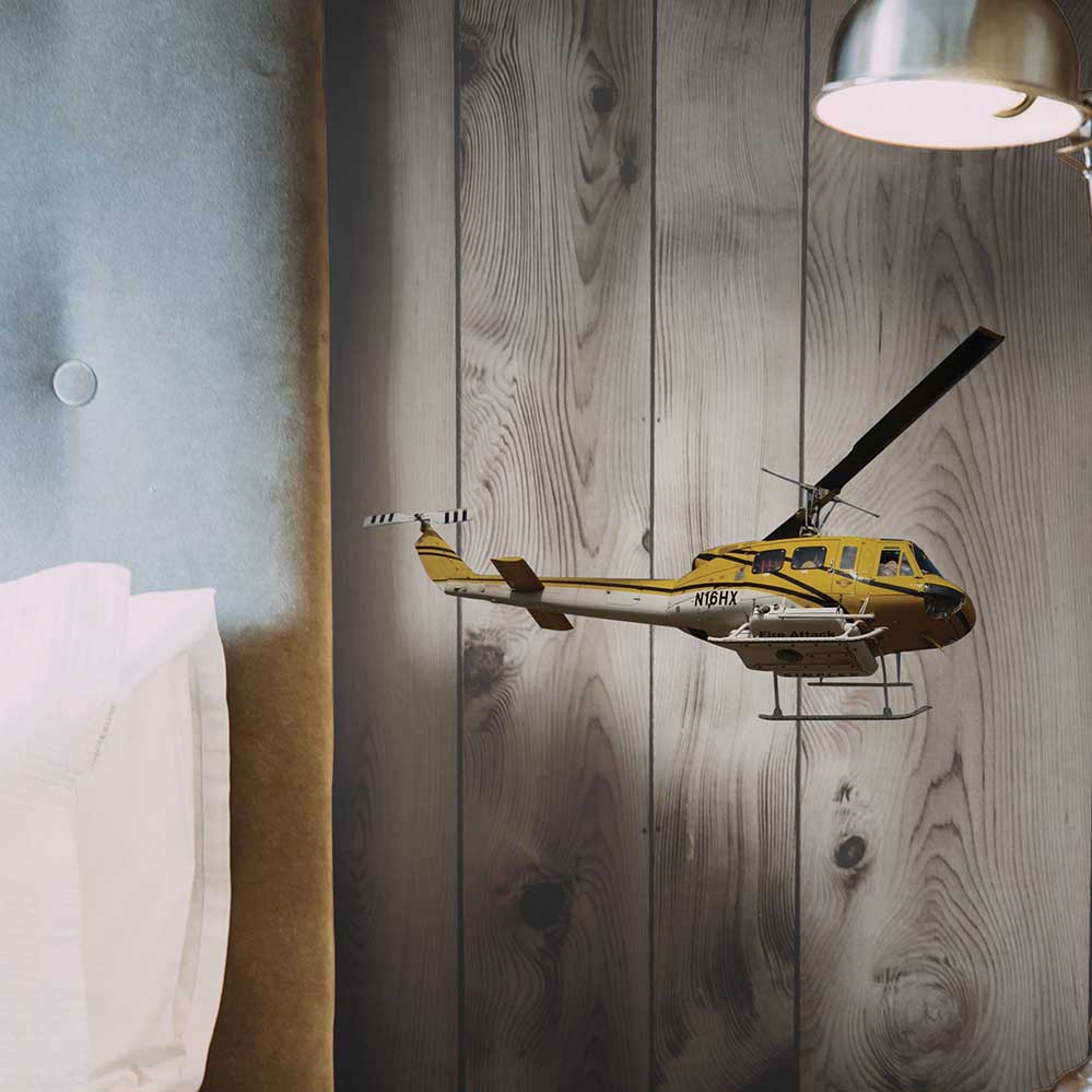 14.5x24 inch Fire Attack Copter Decal Installed on Wall