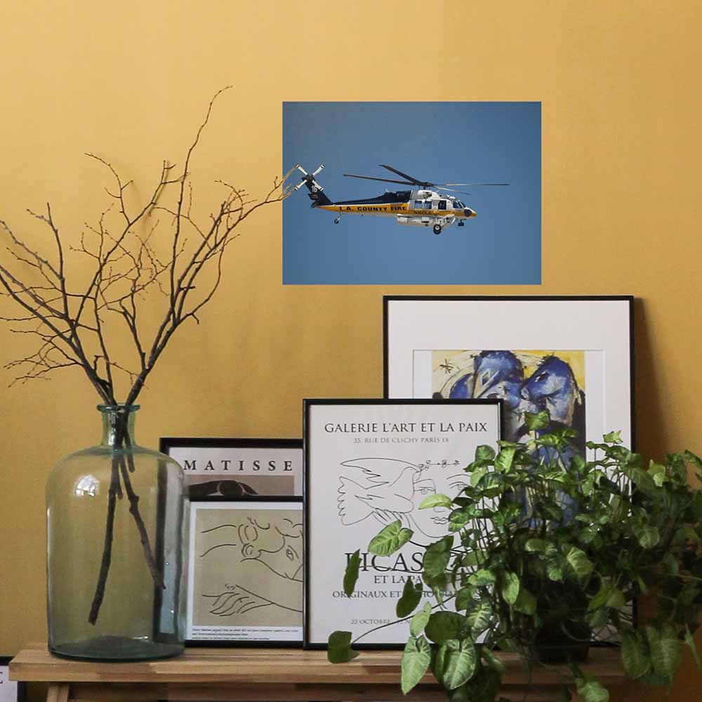 17x24 LAFD Rescue Copter 16 Decal Installed on Wall
