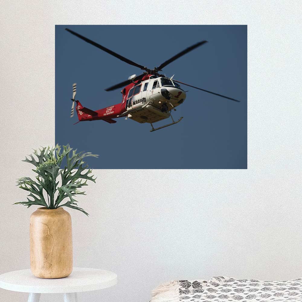 18x24 LAFD Fire in Sky Poster Displayed Above Stool