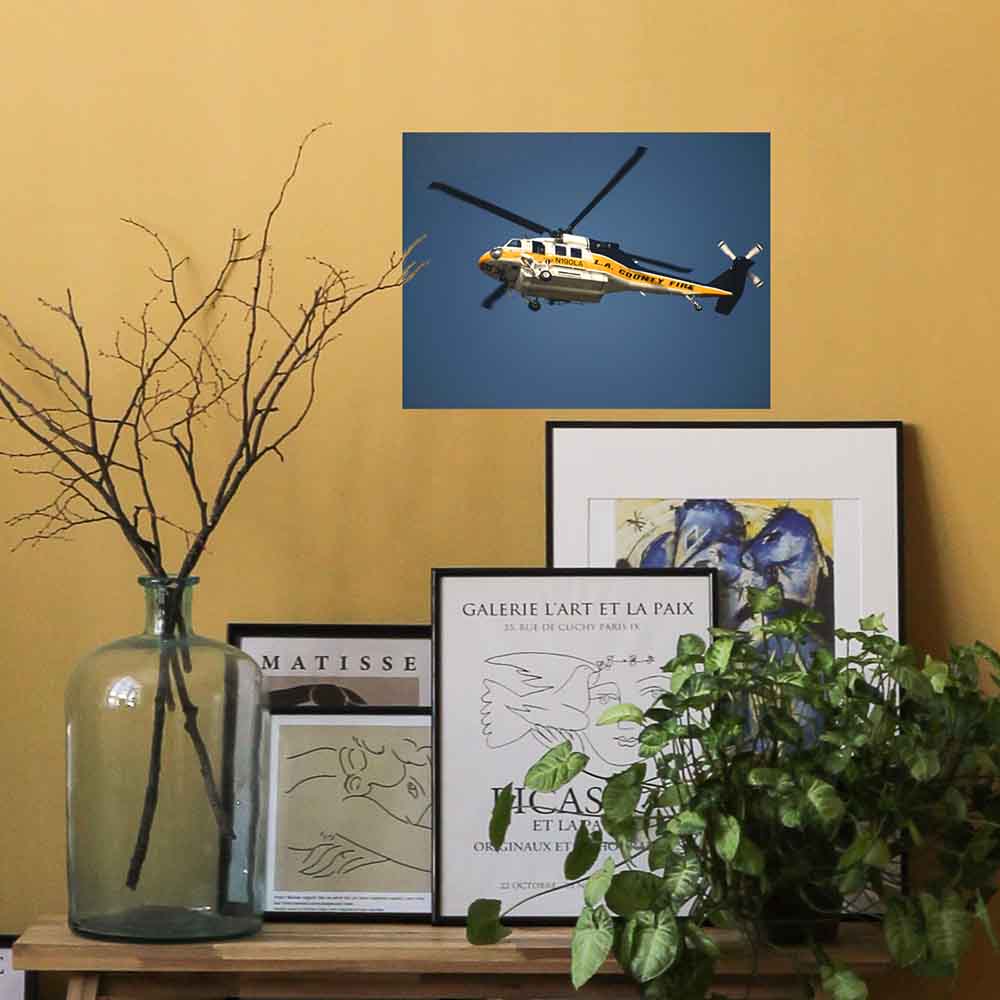 18x24 LAFD Fire Copter 19 Decal Installed on Wall
