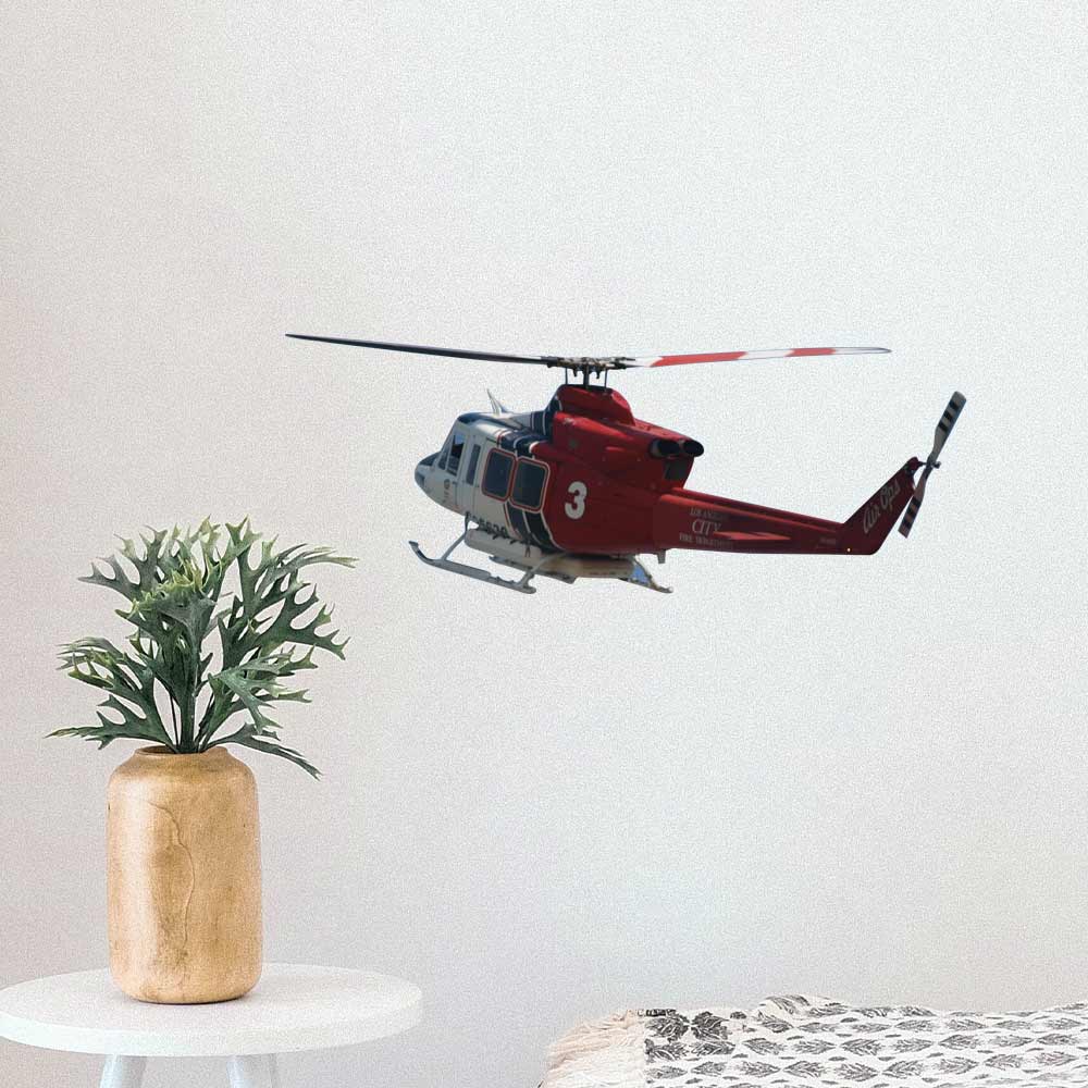 24 inch LAFD Fire 3 Copter Die-Cut Decal Installed Above Stool