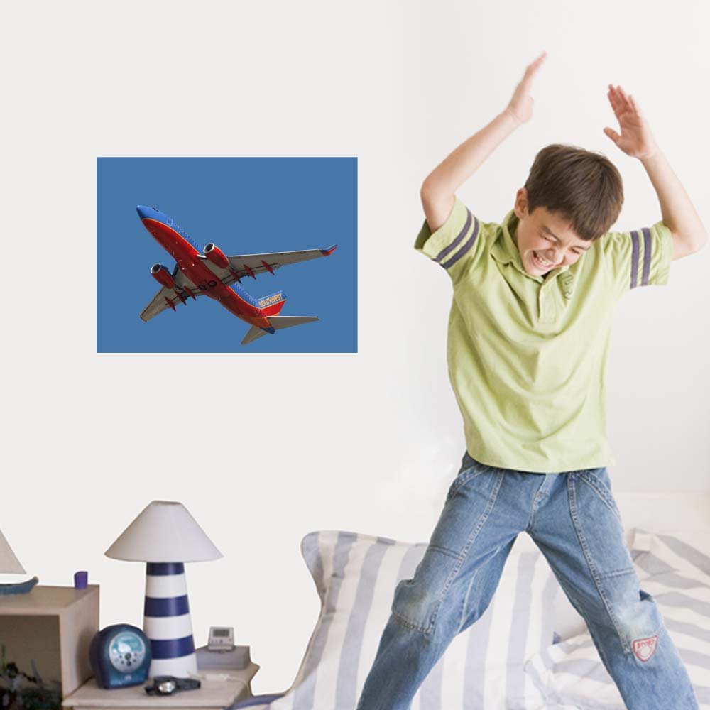 18x24 Southwest 737 Flyover Poster Displayed in Boys Room
