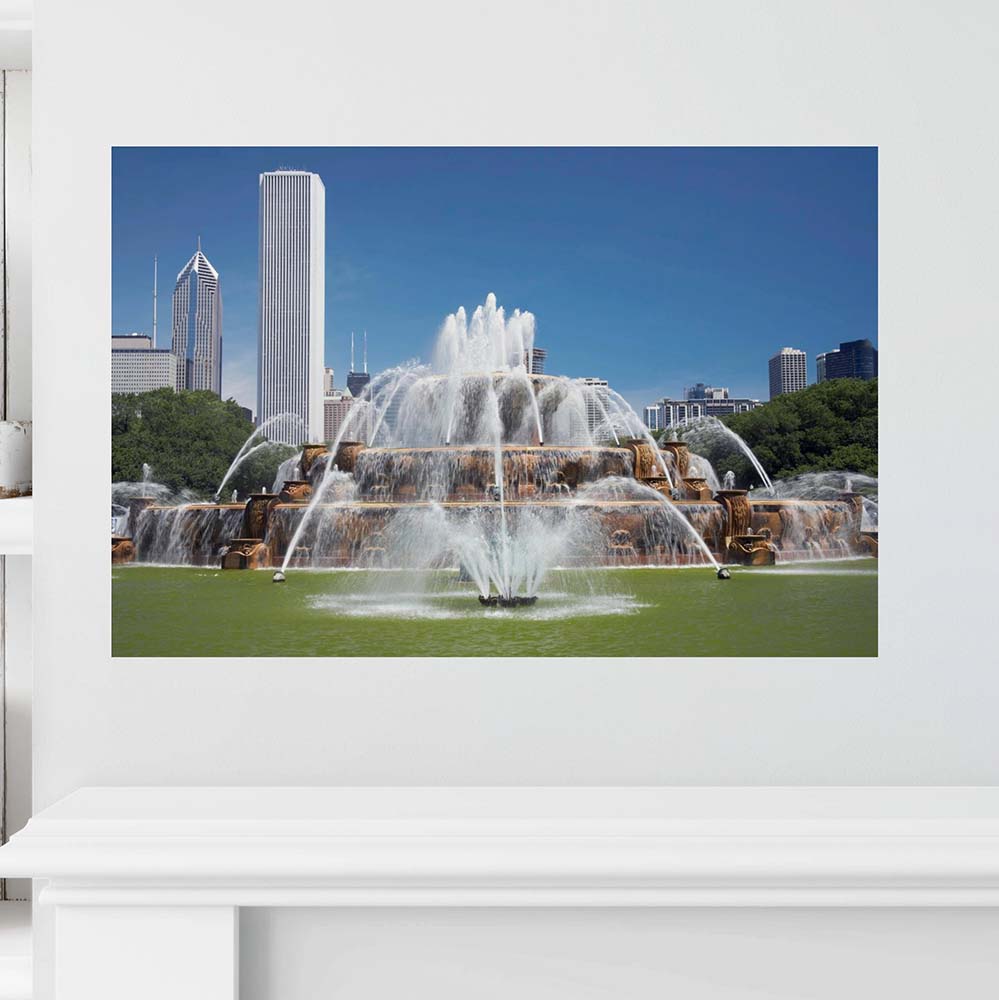 16x24 inch Chicago Fountains Poster Installed on Wall