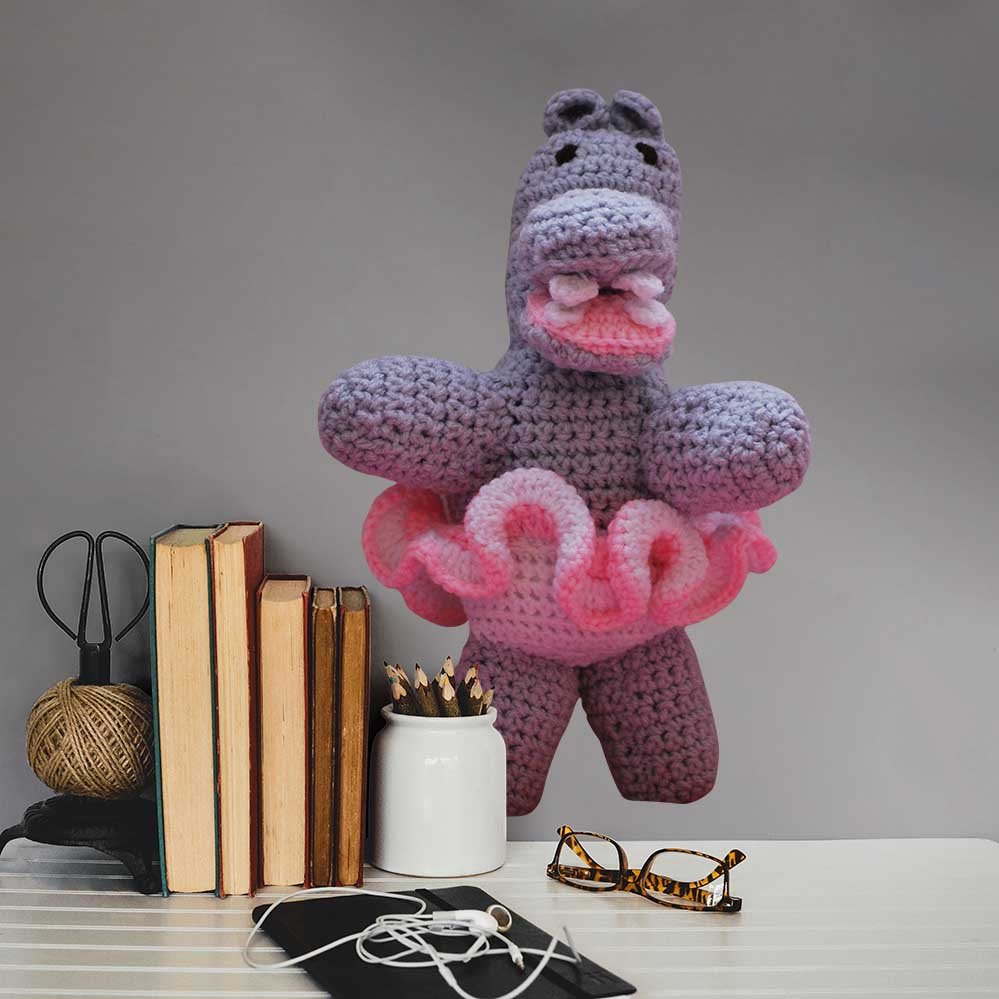 16x24 inch Ballerina Hippo Decal Installed Above Desk