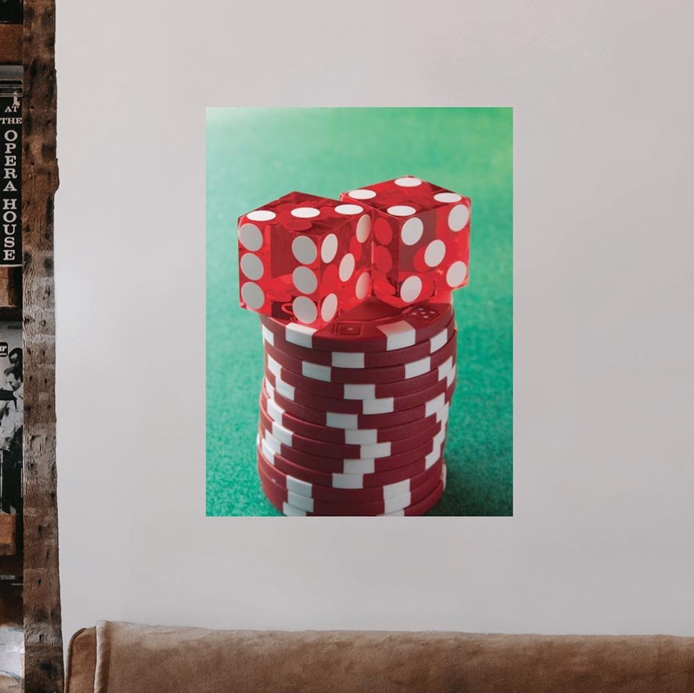 18x24 inch Dice & Chips Decal Installed on Wall