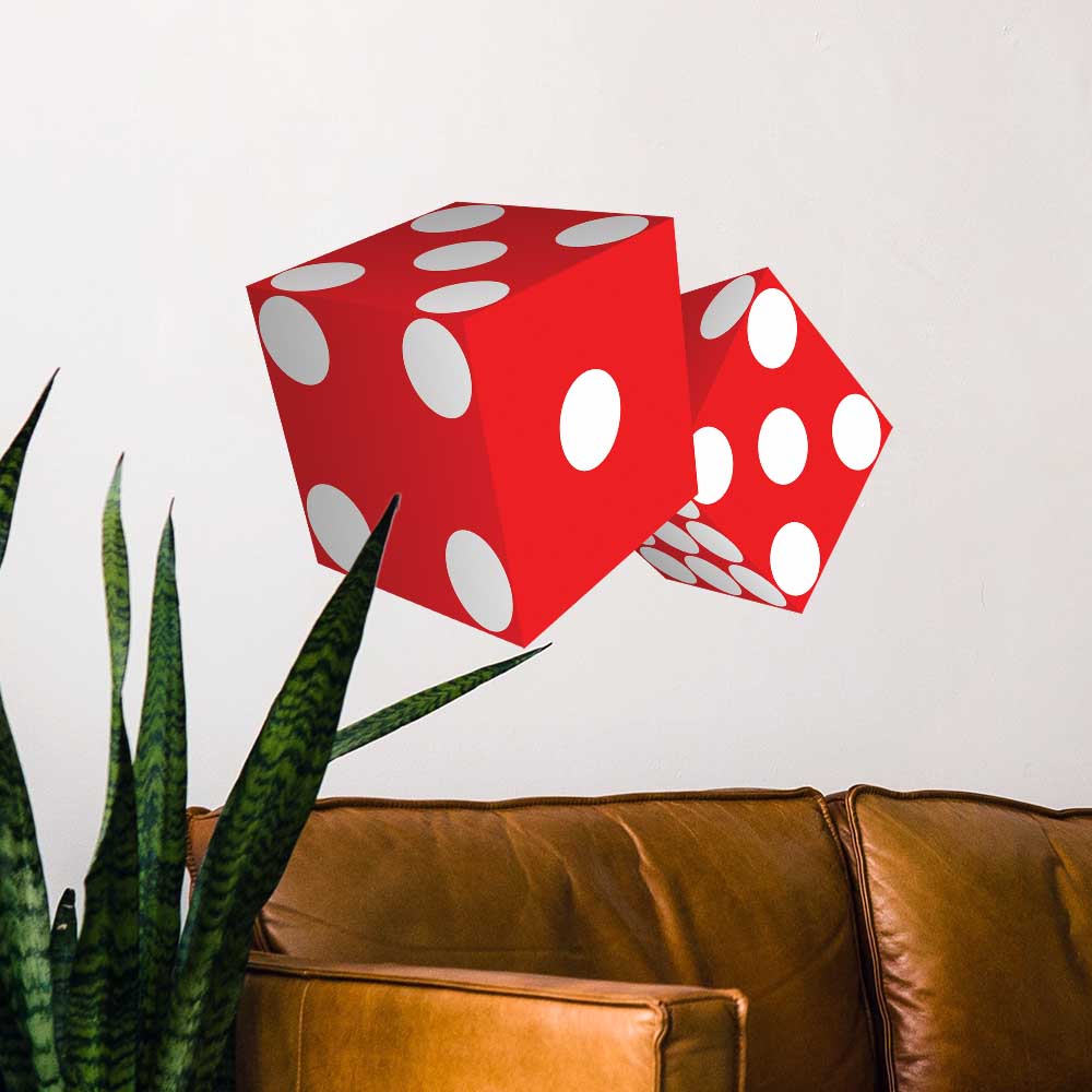 16x24 inch Dice Wall Decal Installed Above Sofa