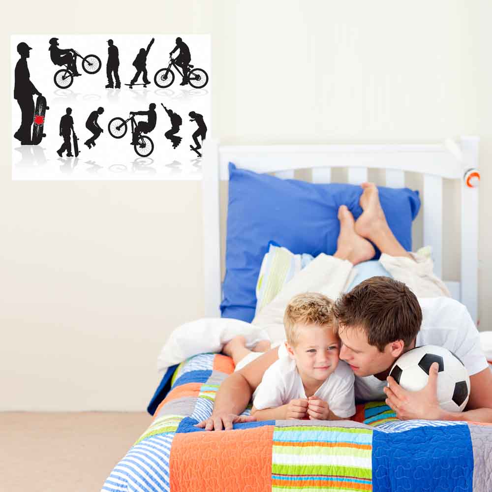 24 inch Extreme Silhouettes Wall Decal Installed in Boys Room