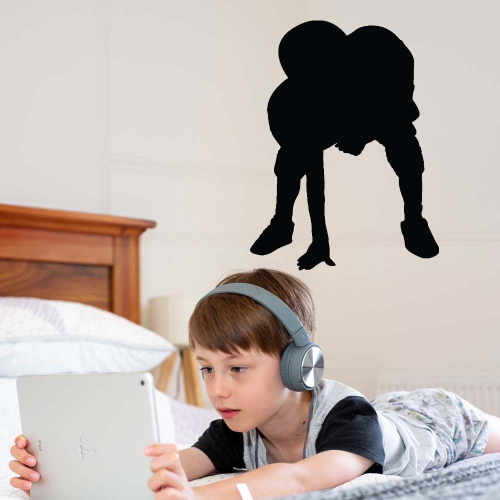 24 inch Football Player Stance Wall Decal Installed in Boys Room