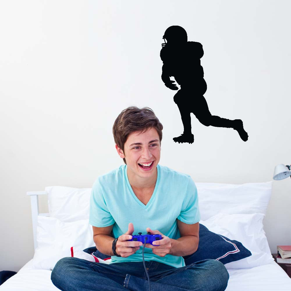 24 inch Football Receiver Silhouette Wall Decal Installed in Teen Boys Room