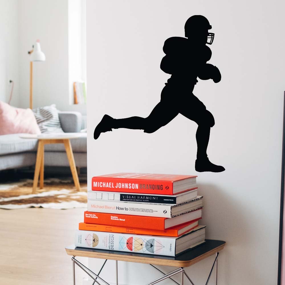 24 inch Football Touchdown Run Wall Decal Installed in Hallway