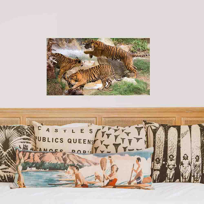 24 inch Tiger Gang Wall Decal Installed Above Bed