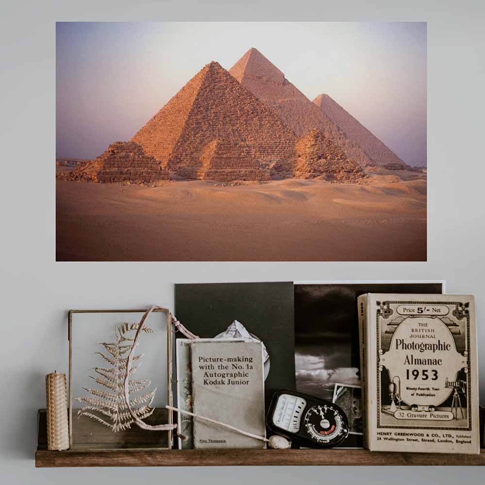 15.5x24 inch Great Pyramids of Giza Poster Installed Above Shelf