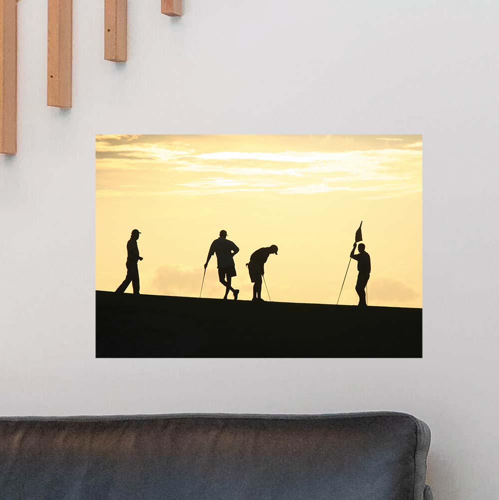 16x24 inch Golf Silhouettes Poster Displayed Above Sofa