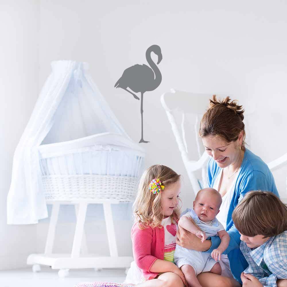24 inch Gray Flamingo Silhouette Wall Decal Installed in Nursery