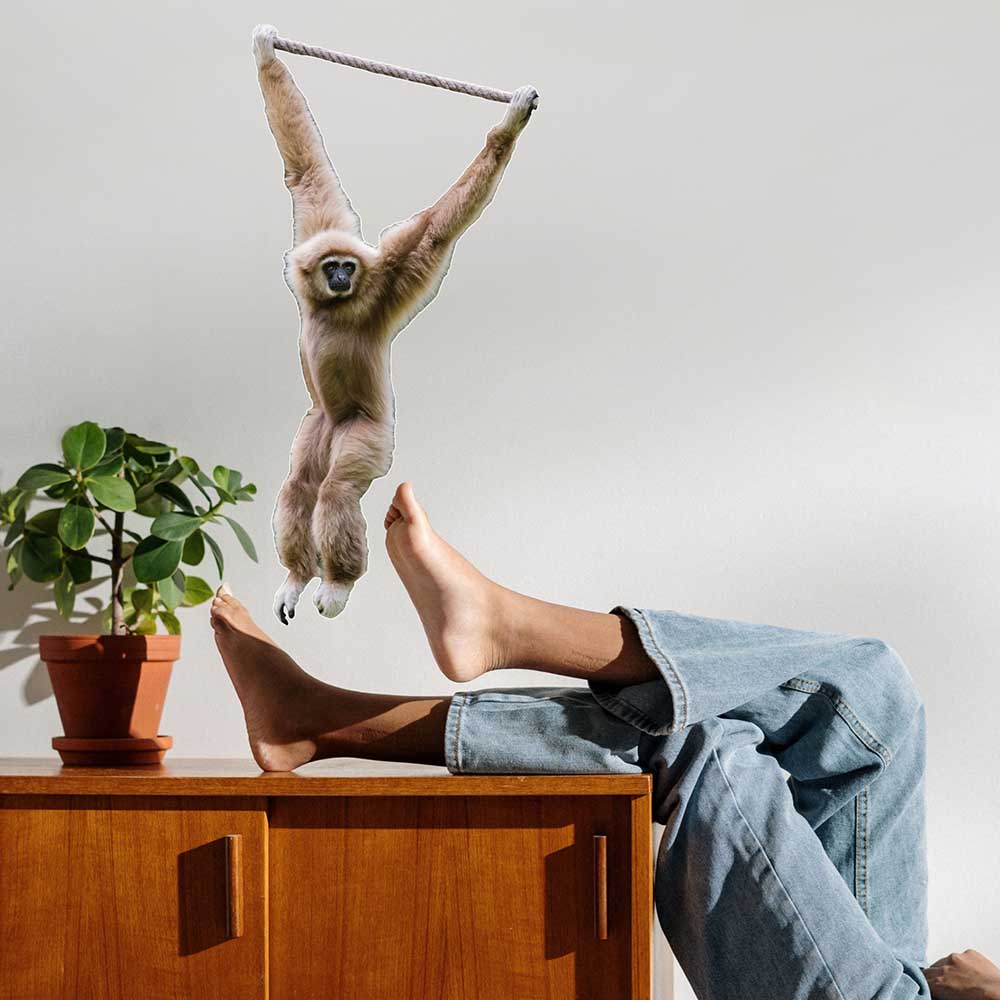 24 inch Monkey Hanging On Rope Wall Decal Installed on Wall