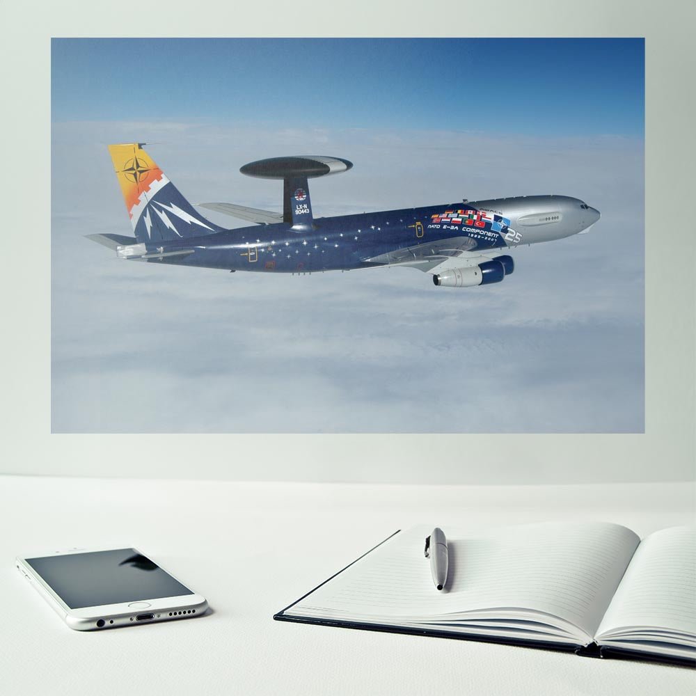 24 inch Radar Plane Wall Decal Installed Above Desk