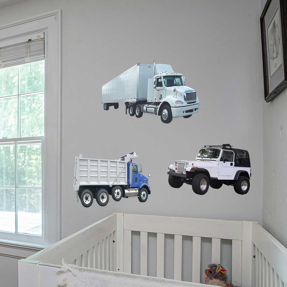 24 inch white jeep decal with black roof installed in nursery