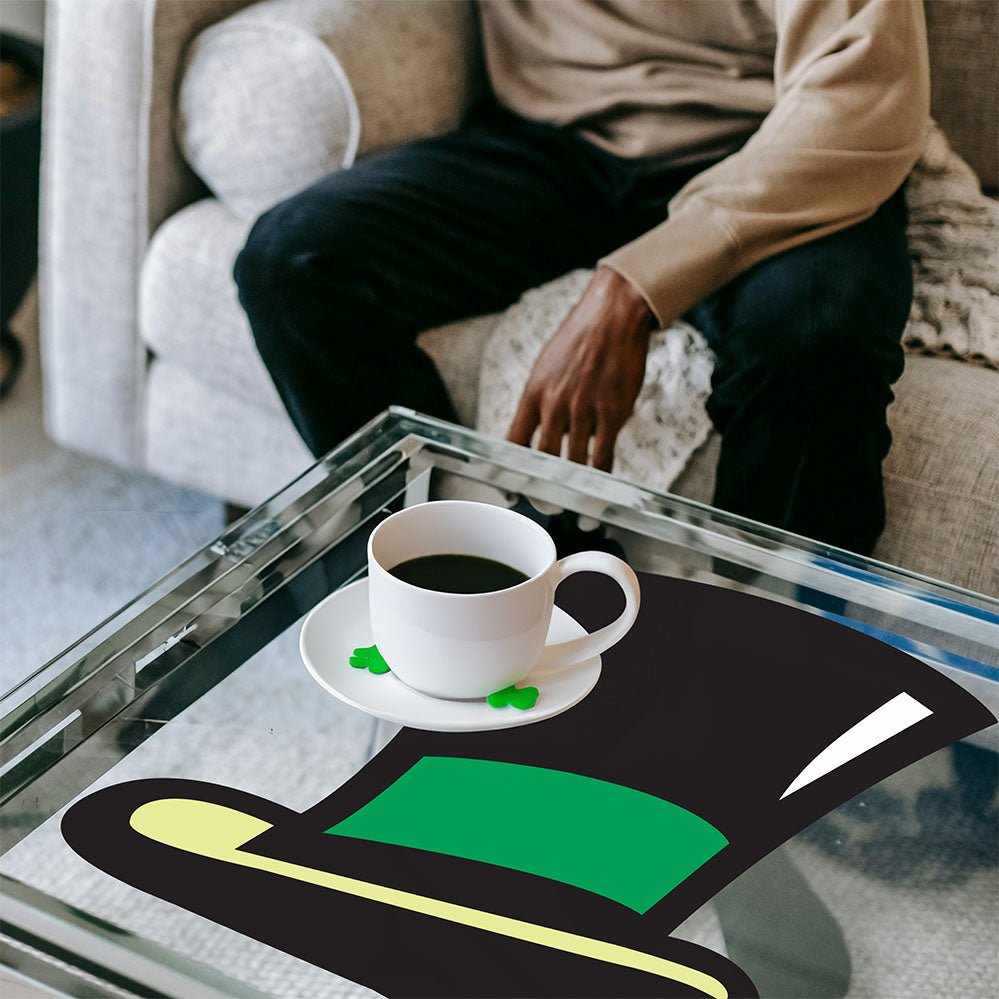 22x24 inch Leprechaun Hat Decal Installed on Coffee Table