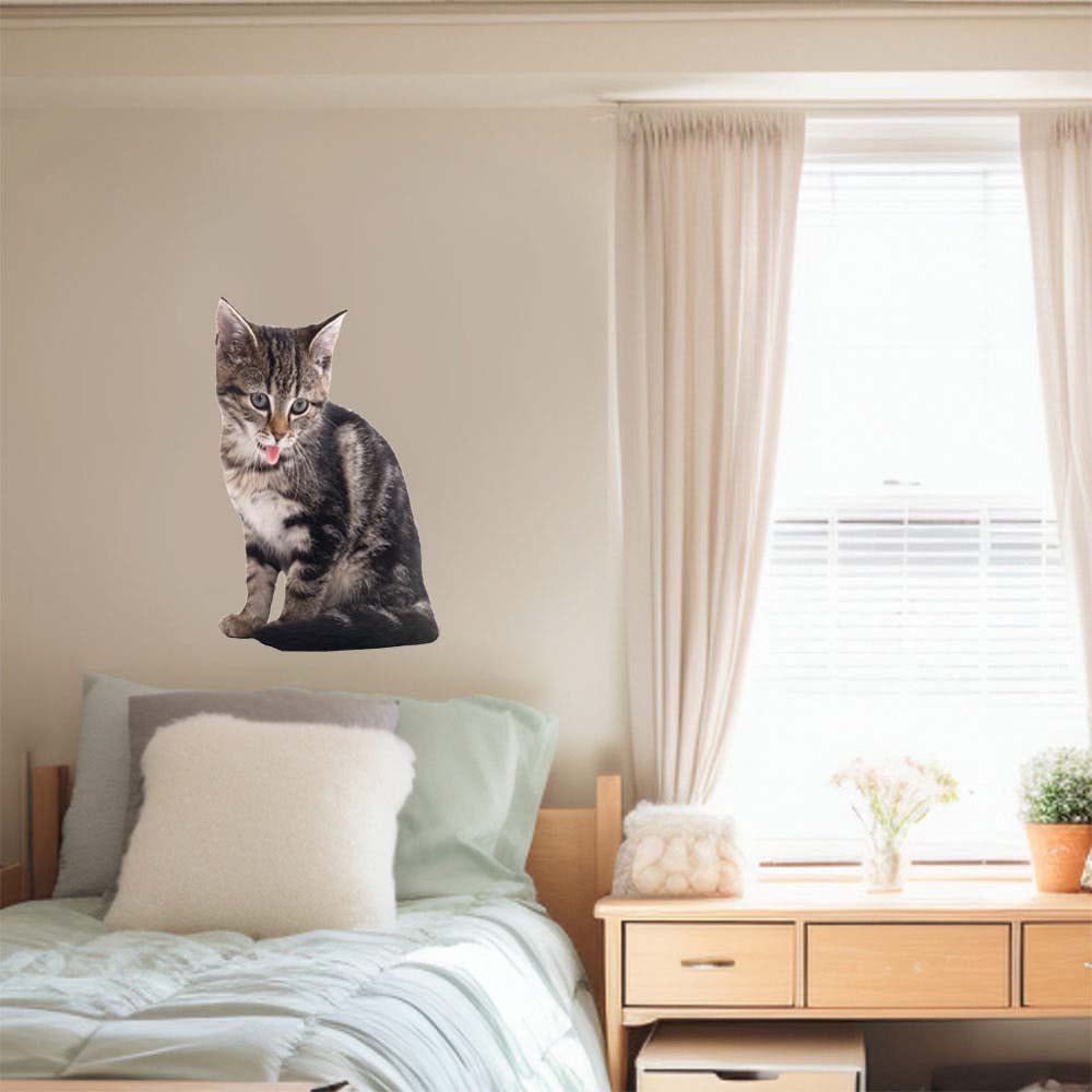 24 inch Manx Kitten Die-Cut Decal Installed Above Bed
