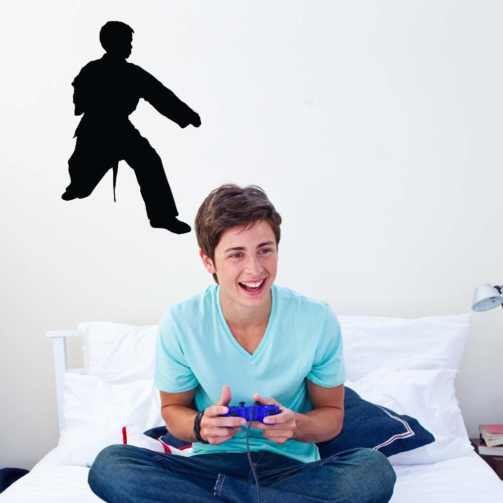 24 inch Martial Arts Kata Silhouette Wall Decal Installed in Teens Room