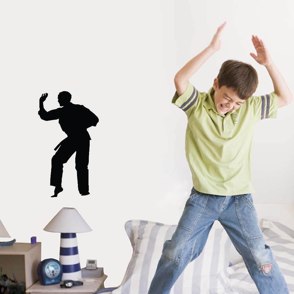 24 inch Martial Arts Kata Silhouette Wall Decal Installed in Boys Room