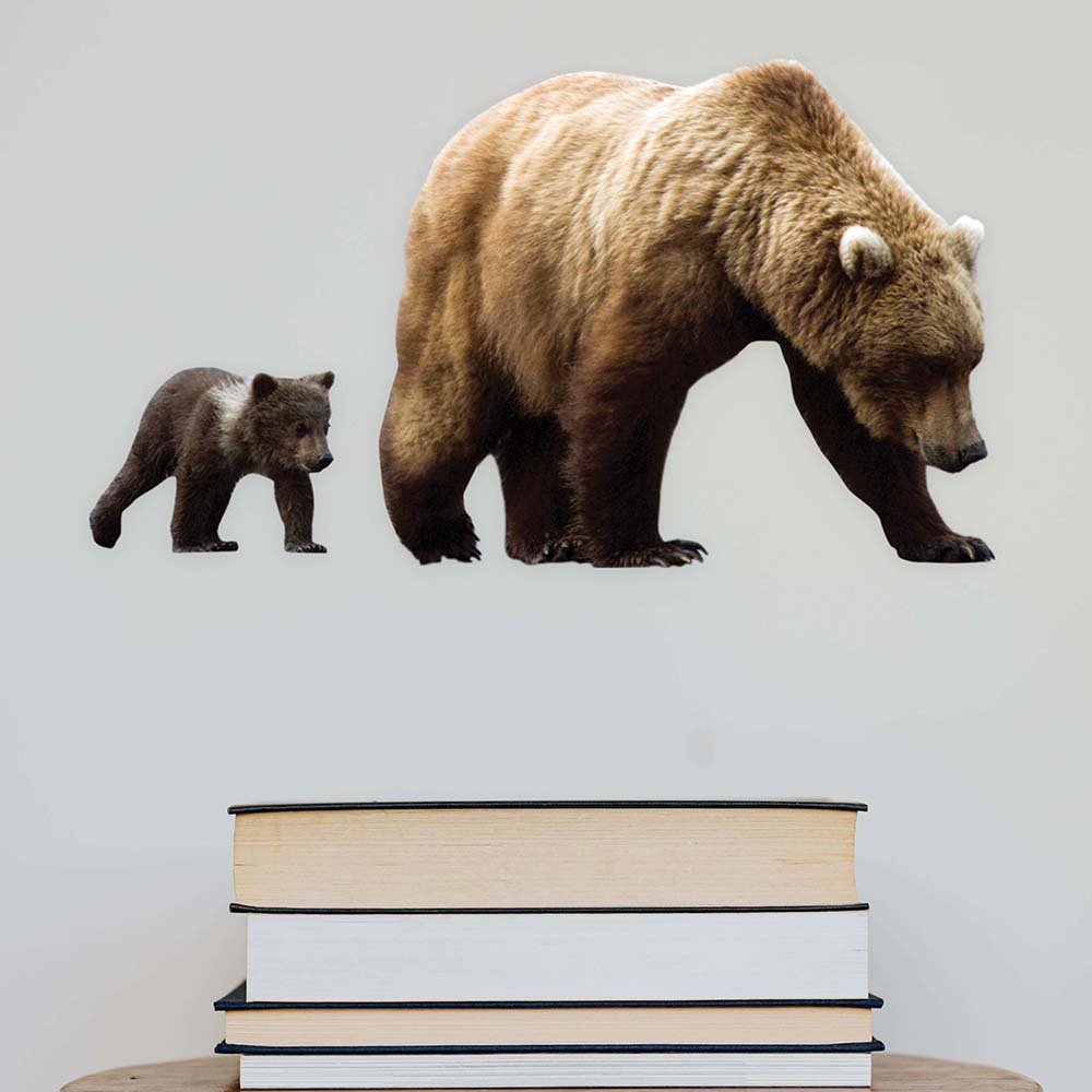 24 inch Mother Bear & Cub Die-Cut Decal Installed on Wall