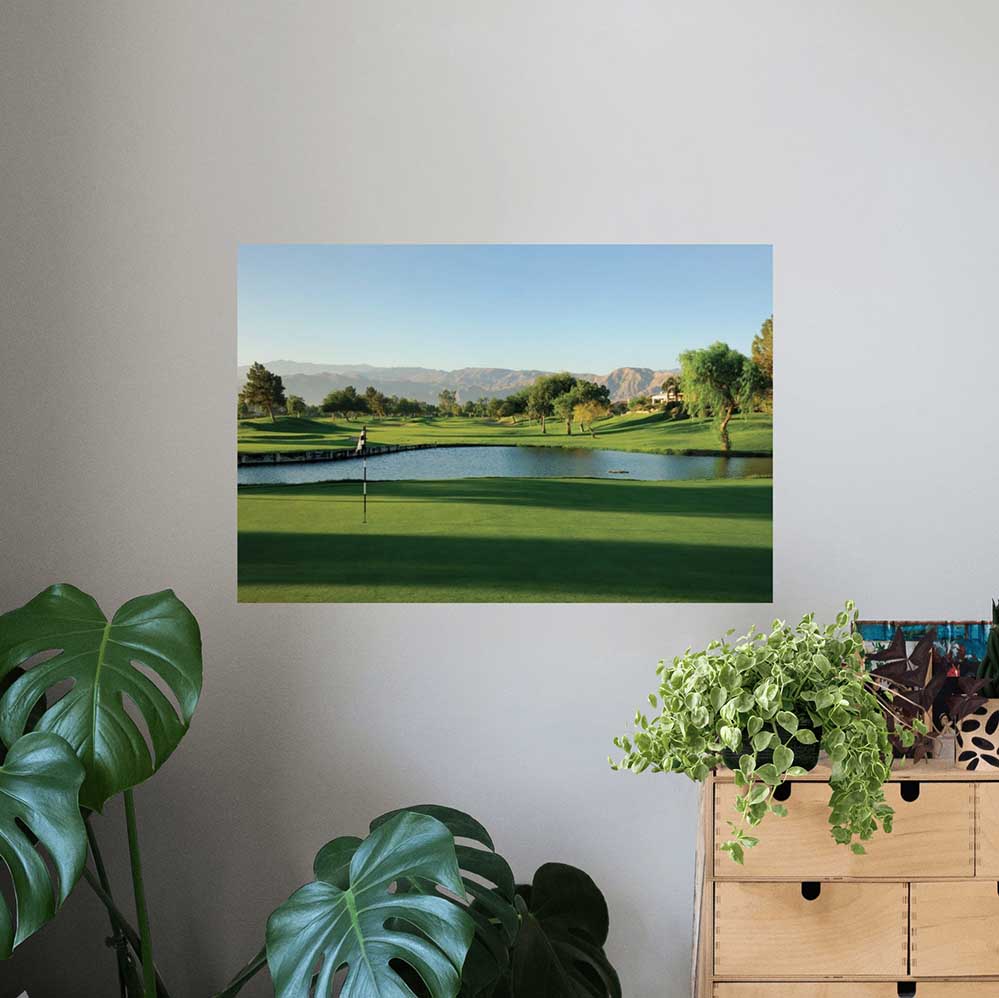 16x24 inch Palm Springs Golf Course Poster Installed Above Plants