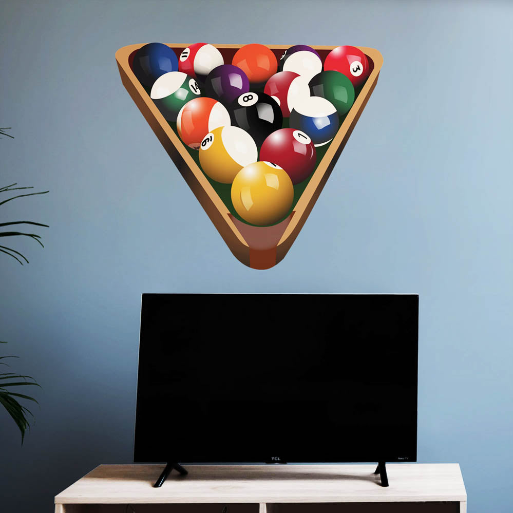 24x24 inch Pool Balls Decal Installed Above TV