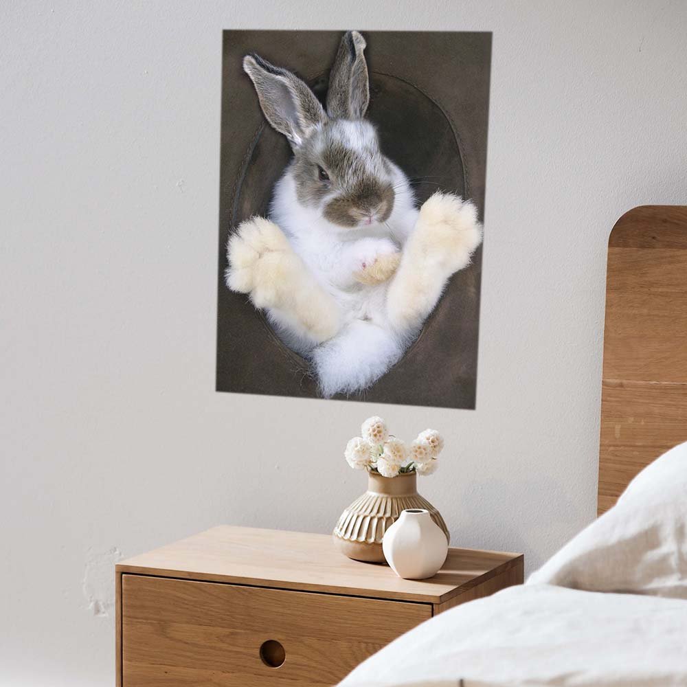 24 inch Bunny in Hat Poster Installed in Bedroom