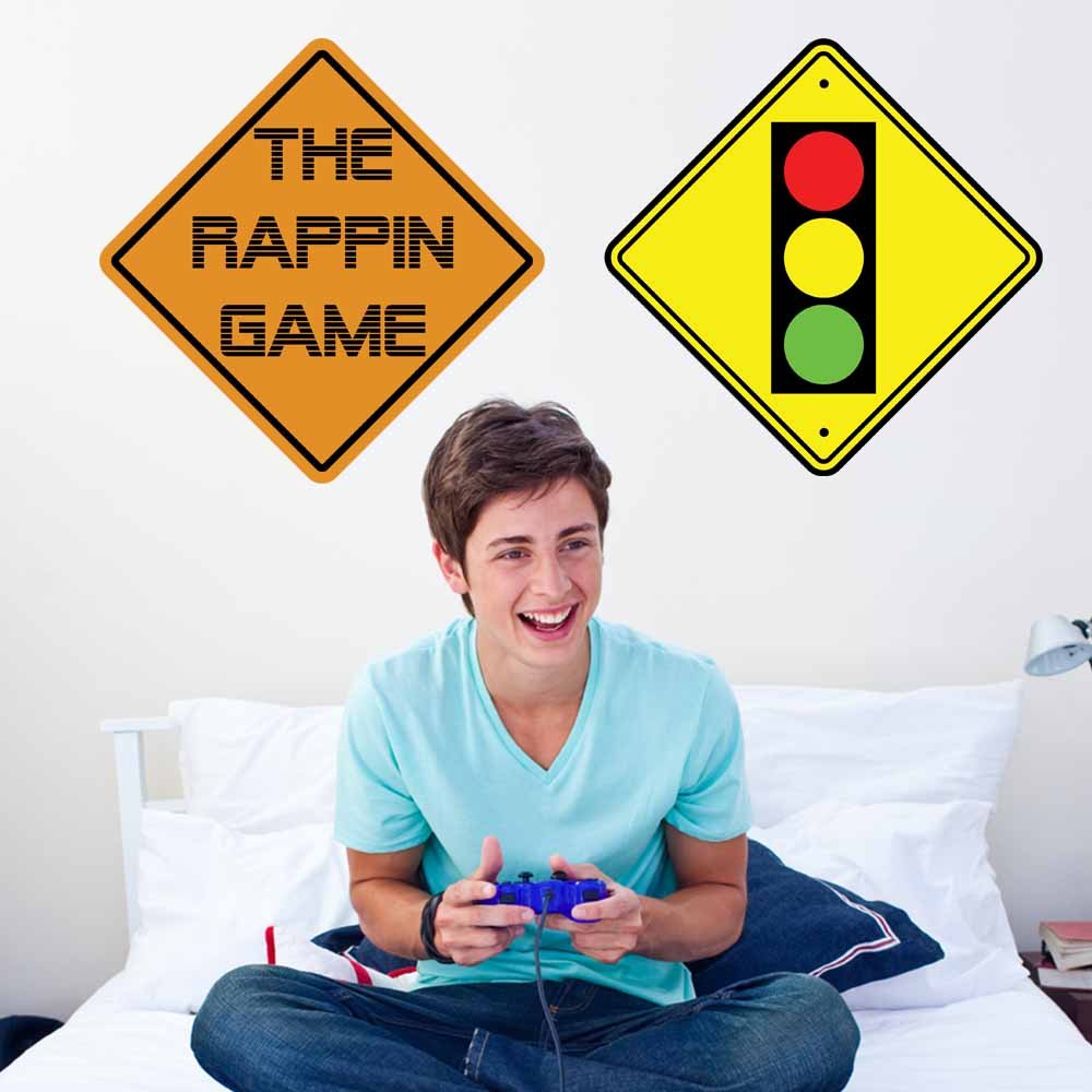 24 inch The Rappin Game Sign Decal Installed in Teen Boys Room