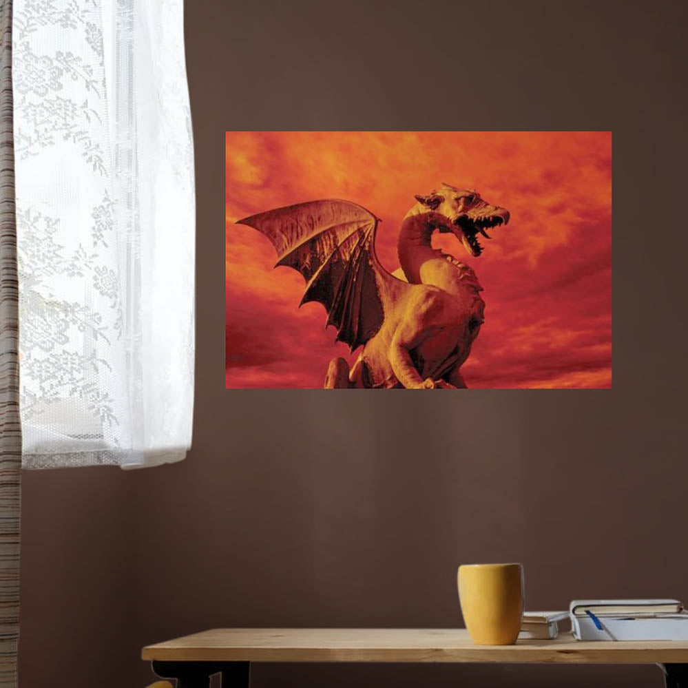 16x24inch Red Dragon Posted Installed Above Desk