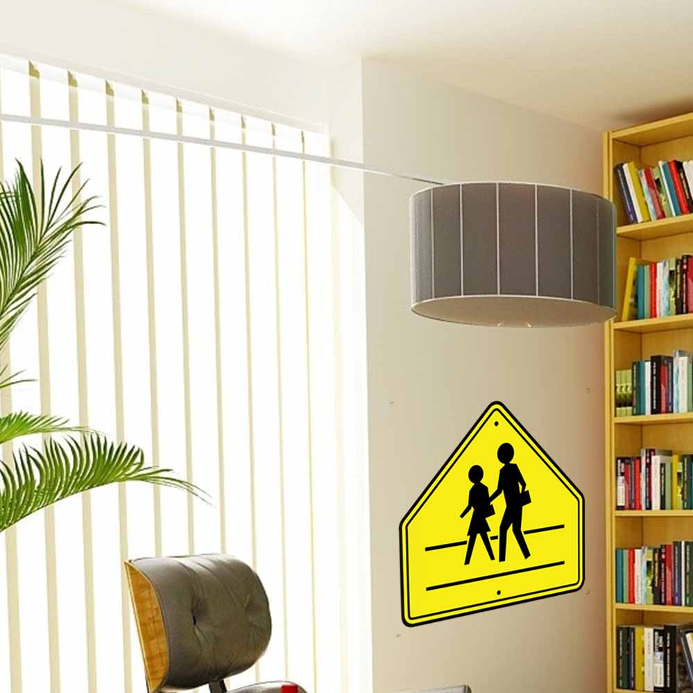 24 inch School Crossing Sign Decal Installed by Window