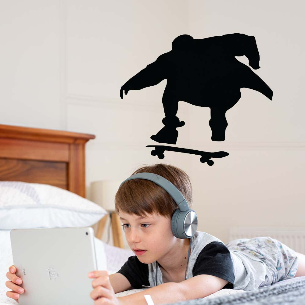 24 inch Skateboard Air Silhouette Wall Decal Installed in Boys Room