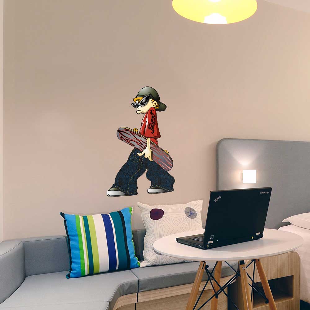 24 inch Skateboard Dude Wall Decal Installed in Bedroom