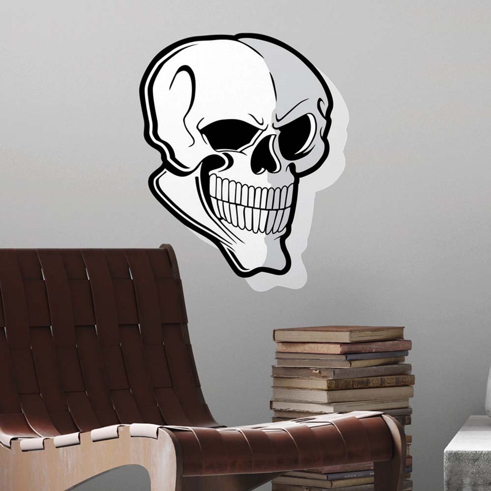 19.5x24 inch Skull Wall Decal Installed Above Chair
