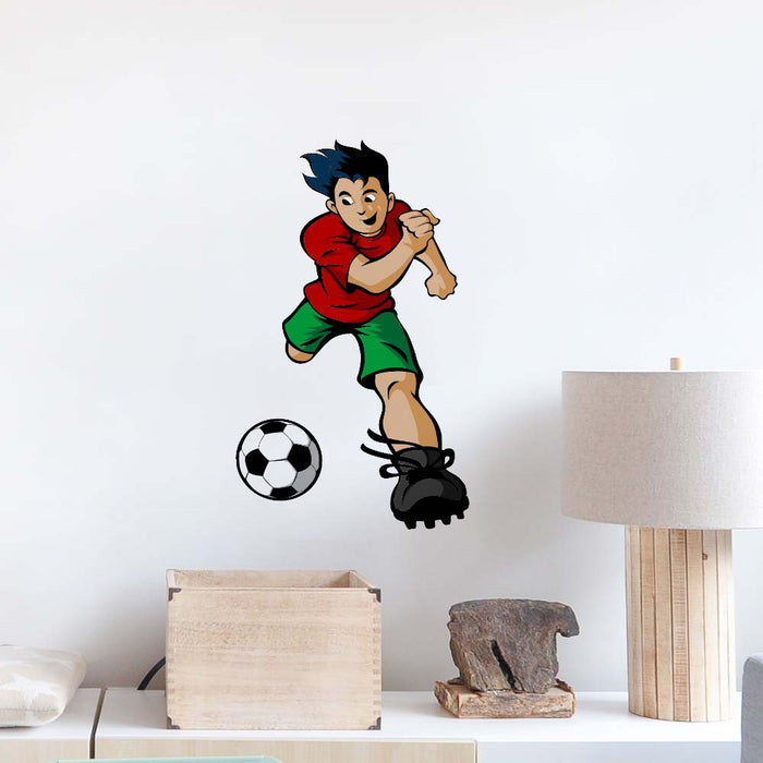 24 inch Soccer Boy Wall Decal Installed on Wall