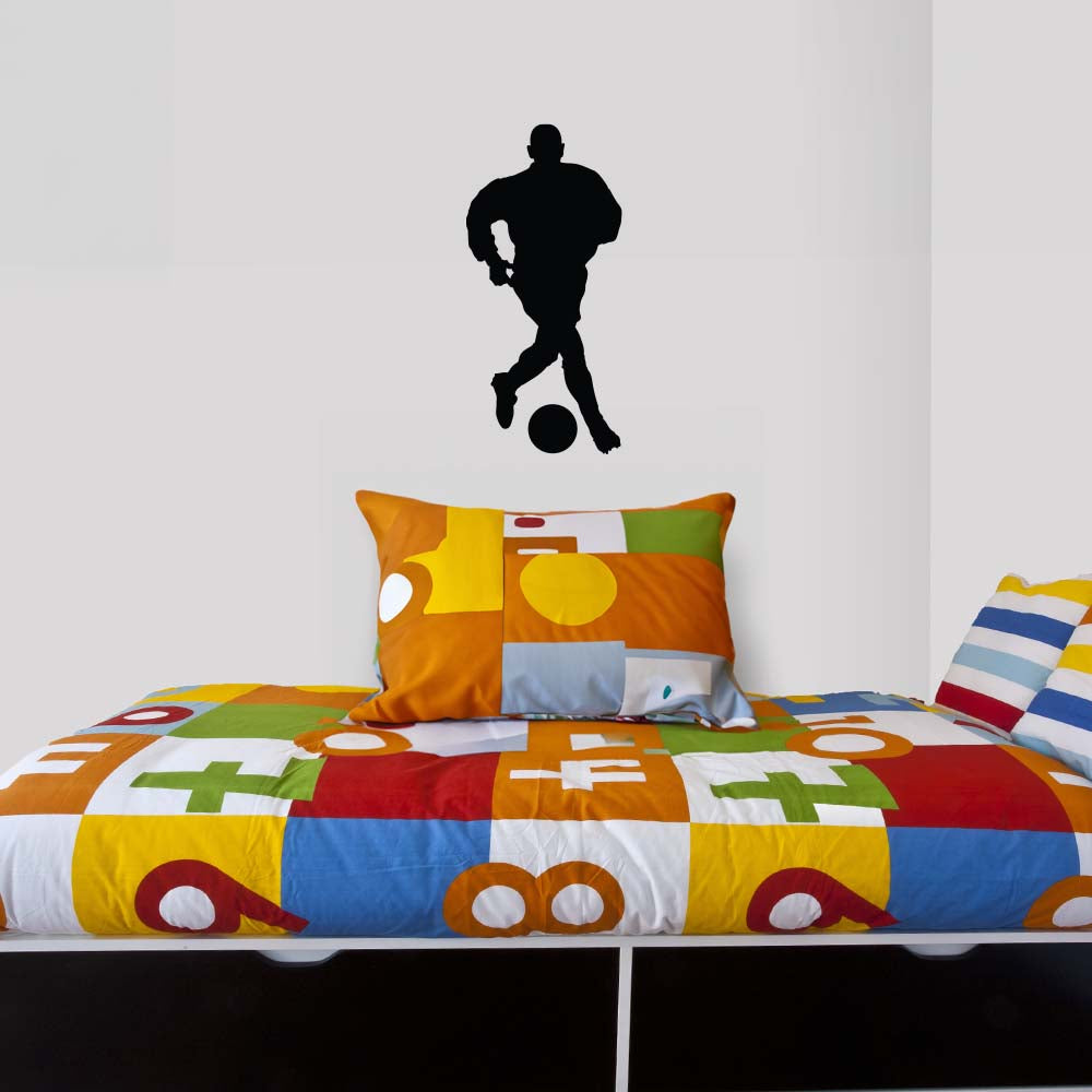 24 inch Soccer Silhouette III Wall Decal Installed in Kids Room