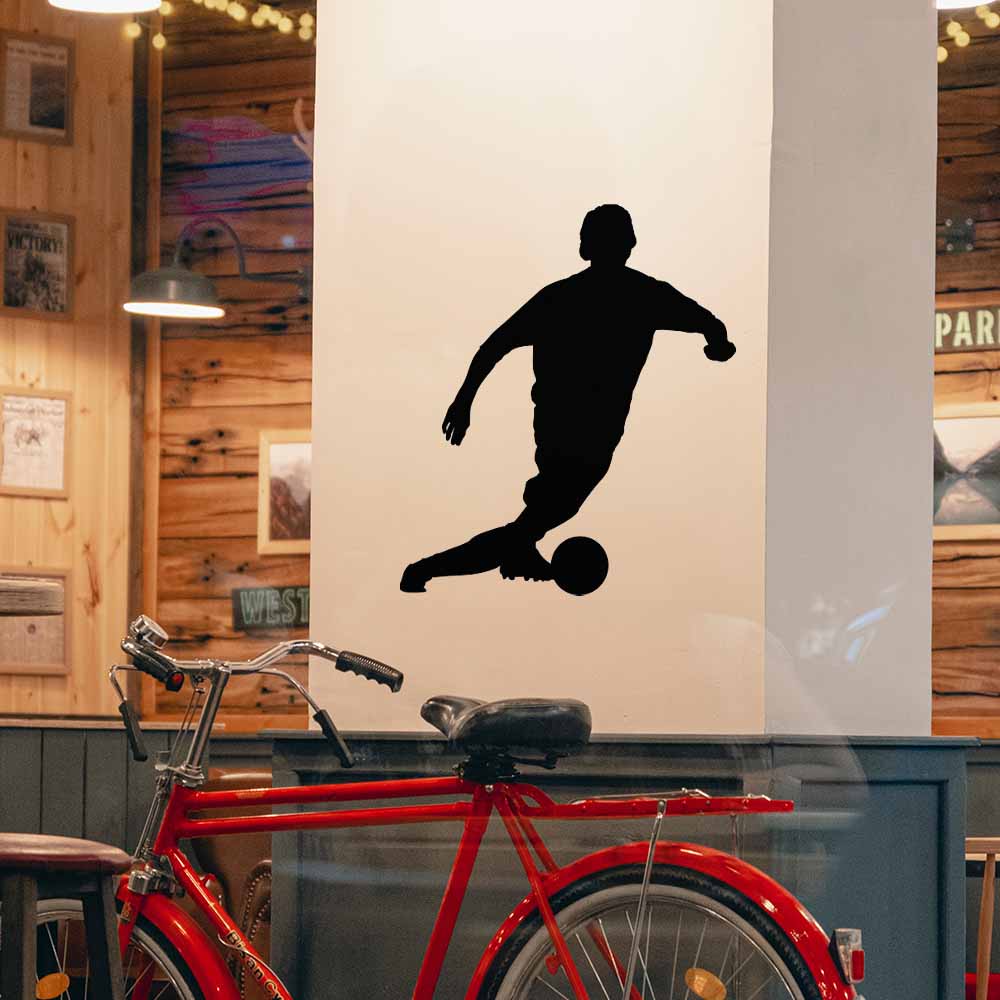 24 inch Soccer Silhouette V Wall Decal Installed on Column