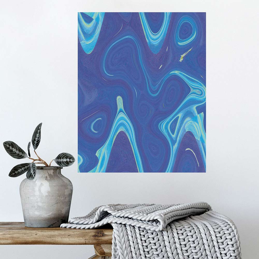 24 inch Blue Wave Gloss Poster Displayed on Wall