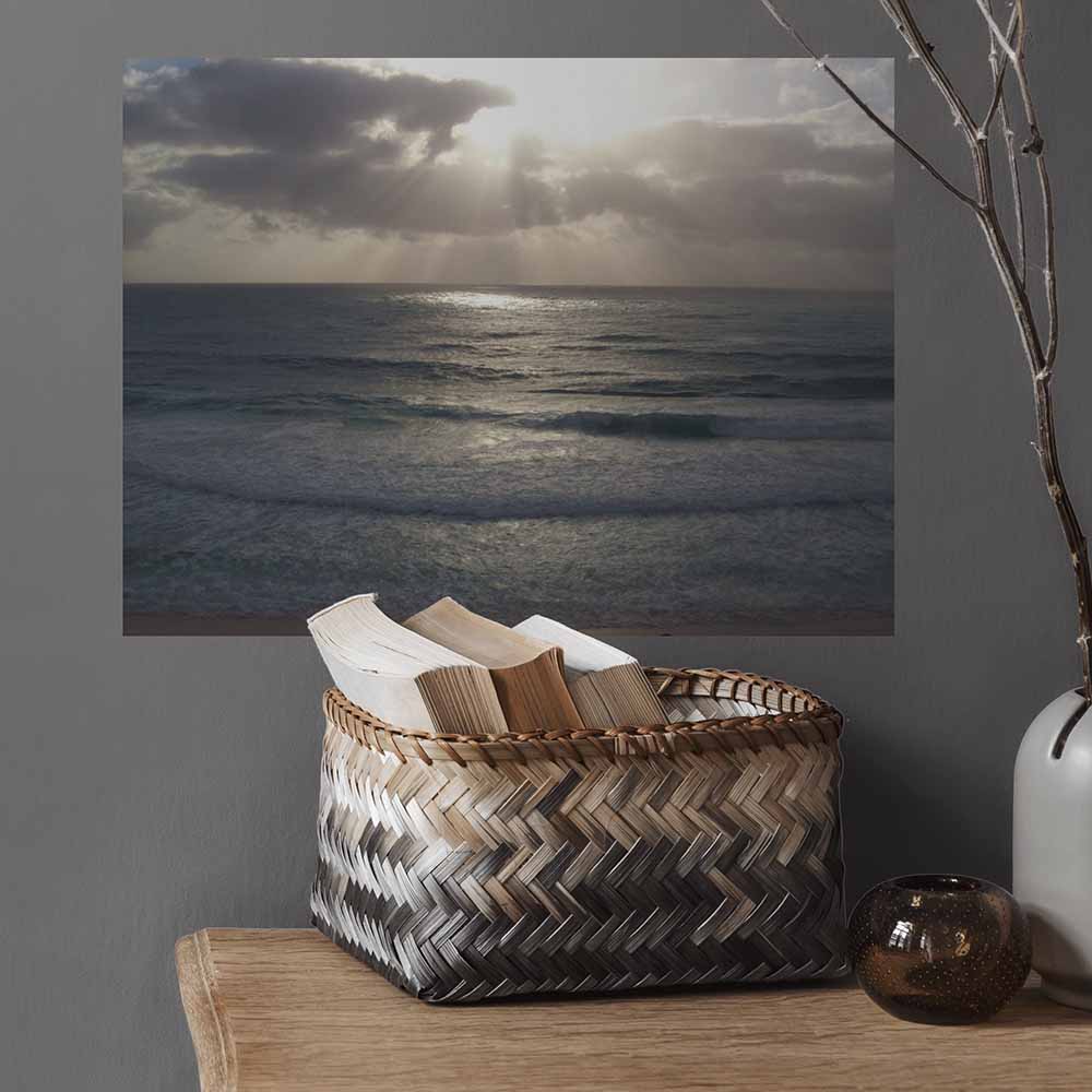 24 inch Sunset Over Ocean Poster Displayed on Wall