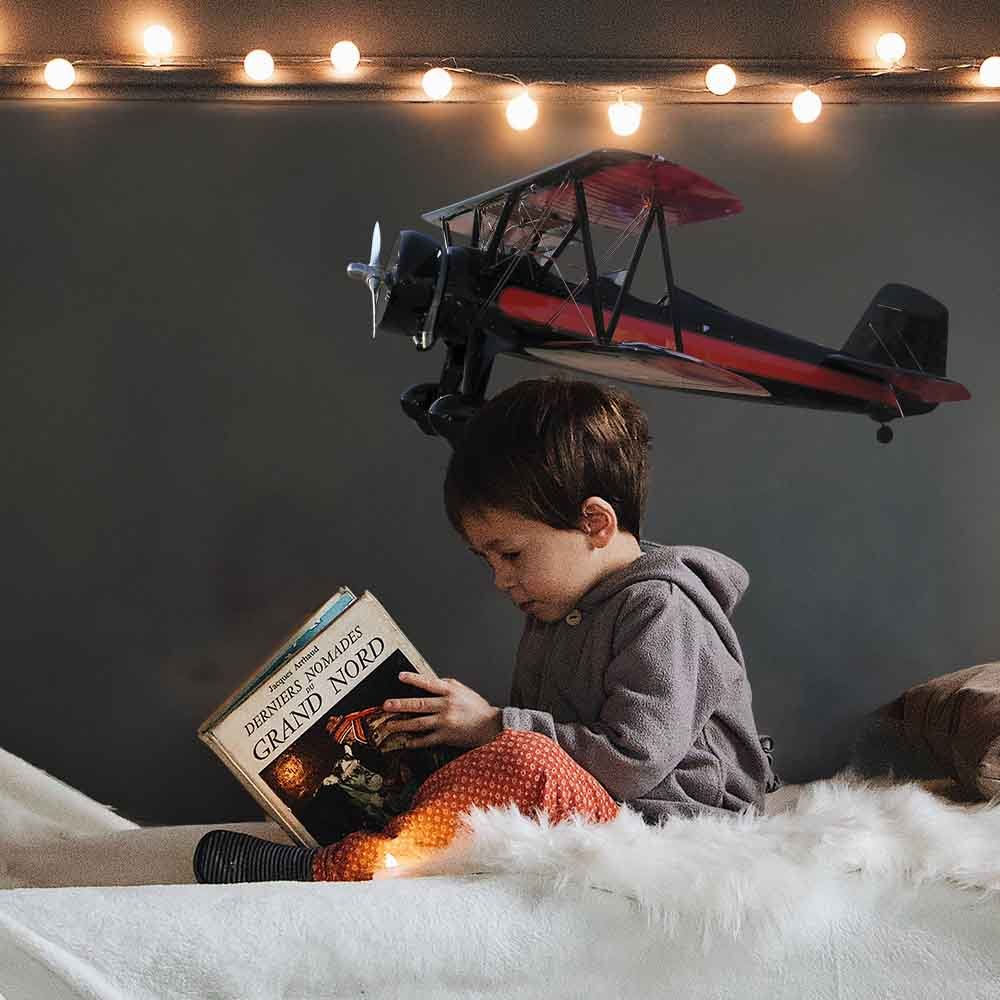 24 inch Vintage Biplane II Wall Decal Installed in Boys Room