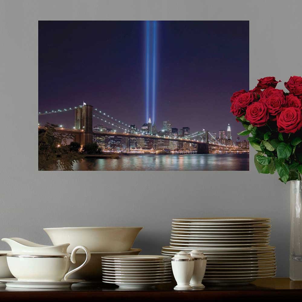 17x24 inch 9/11 Tribute Wall Decal Installed Above Dish Shelf