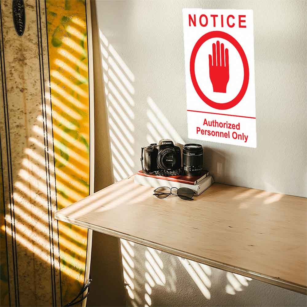 24 inch Authorized Personnel Sign Decal Installed Above Shelf