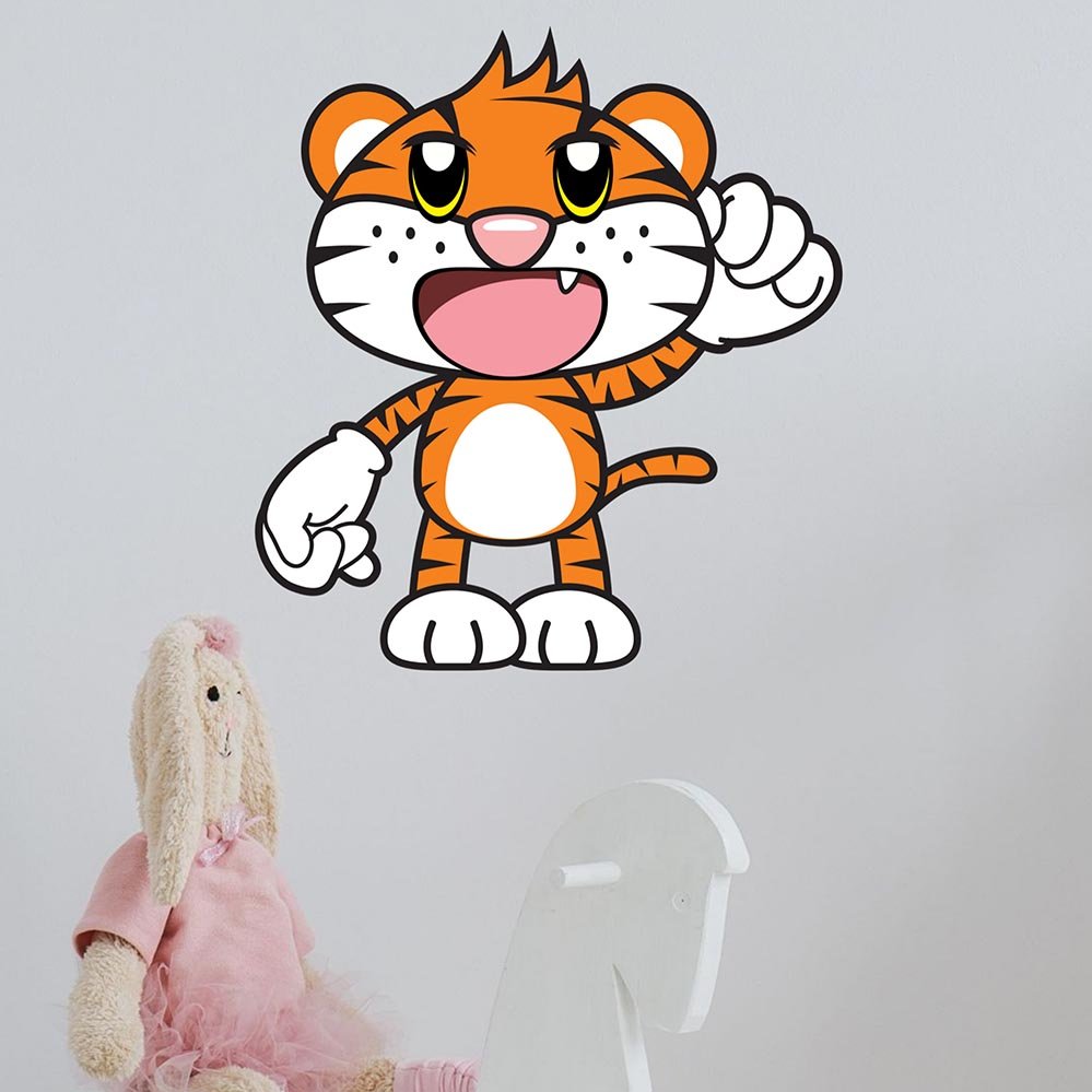 21x24 inch Cartoon Tiger Wall Decal Installed Above Rocking Horse