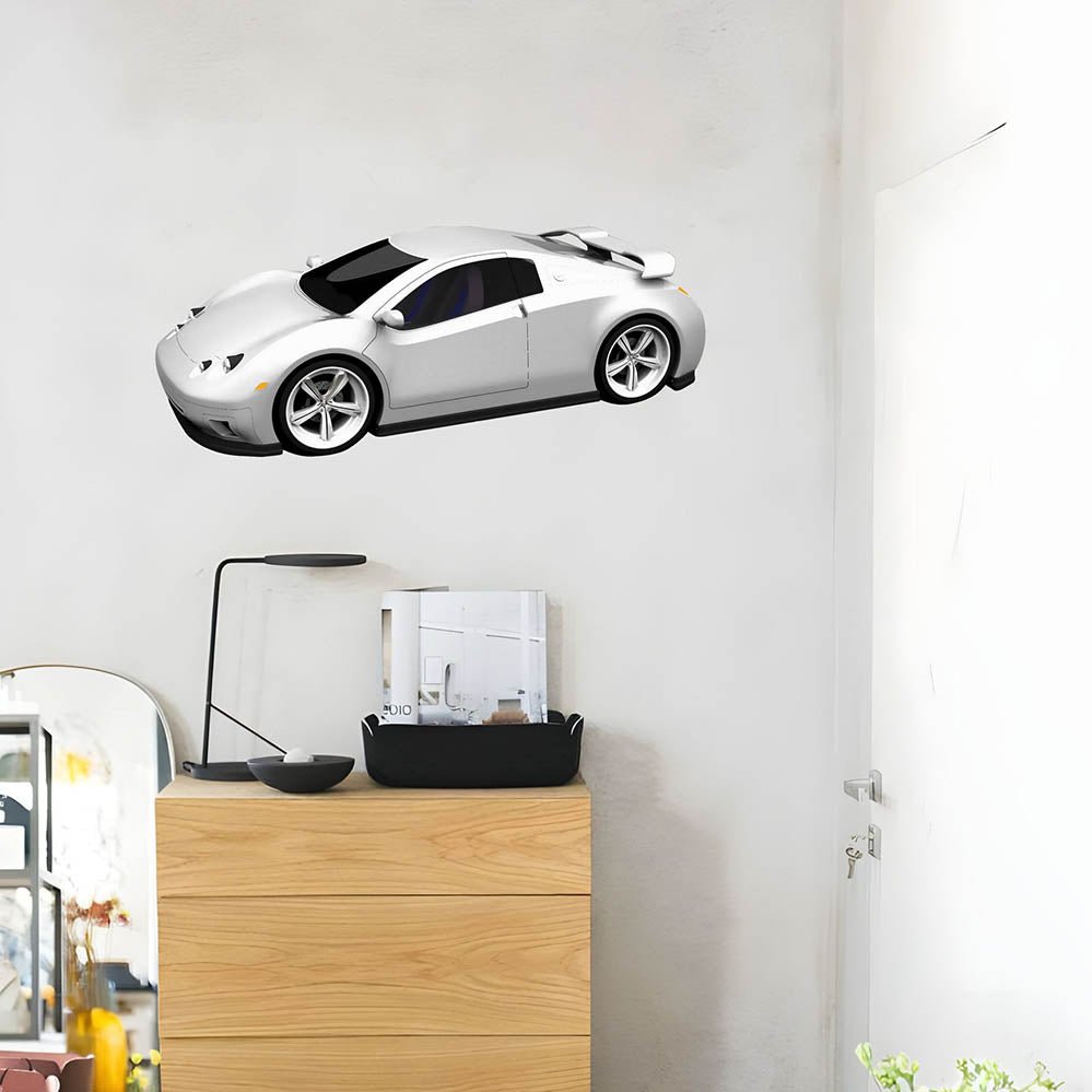 24 inch Concept Car decal installed on wall above nightstand