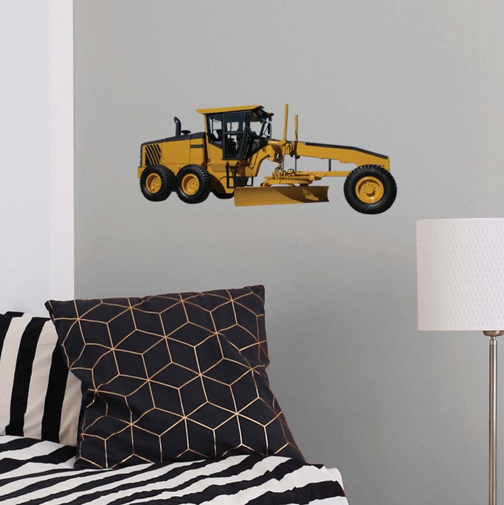 10x24 inch Construction Grader Decal Installed on Wall