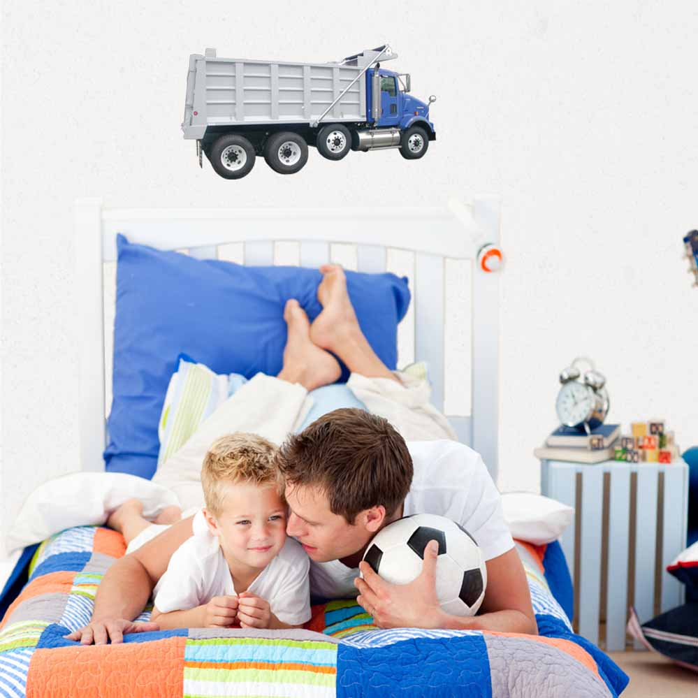 11.5x24 inch Dump Truck Decal Installed in Boys Room